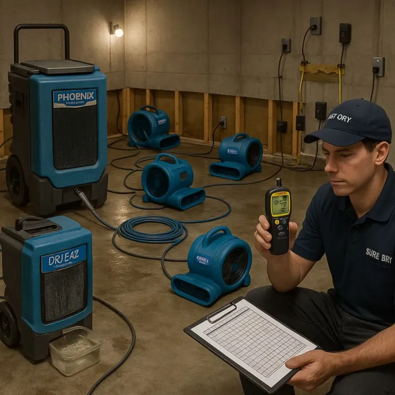 Structural Drying and Dehumidification process in Riverside, MD